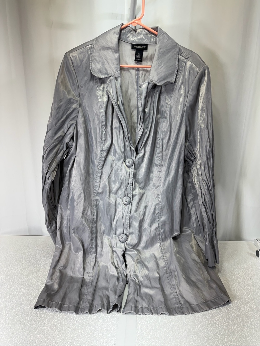 Lane Bryant Metallic Silver Trench Jacket 4162